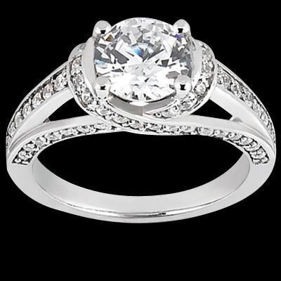 Genuine 2.01 Carat Diamond Anniversary Solitaire Ring With Accents White Gold 14K