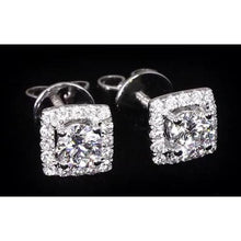 Genuine 2.32 Carats Round Diamond Halo Setting Stud Earring White Gold 14K