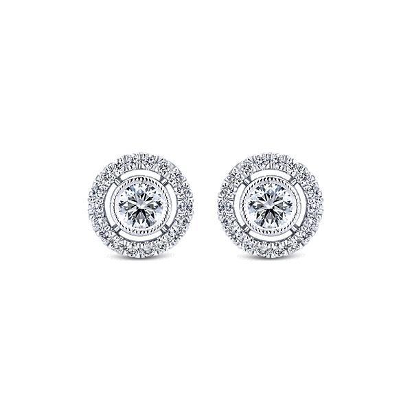 Genuine 2.40 Carats Women Studs Earring Round Cut Diamonds Halo