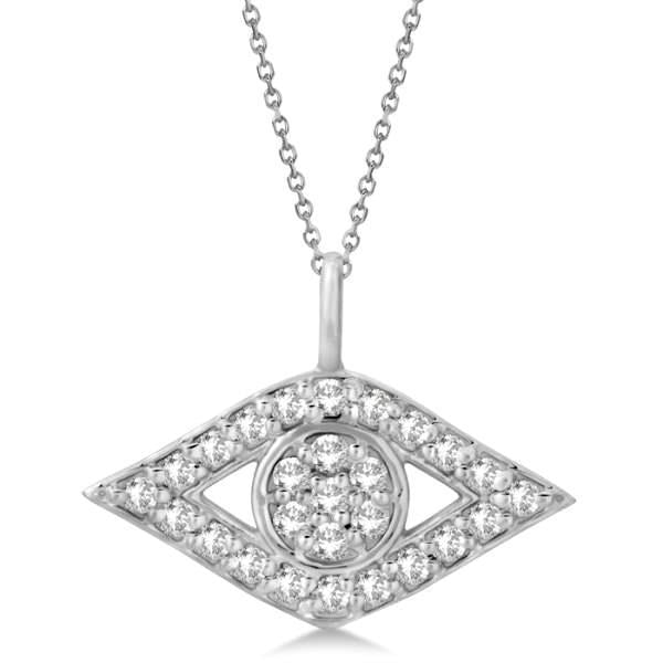 2.7 Ct Round Cut Diamonds Eye Pendant Necklace 14K White Gold