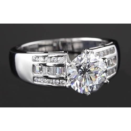 Genuine 2.75 Carats Round Diamond Thick Shank Engagement Women's Ring