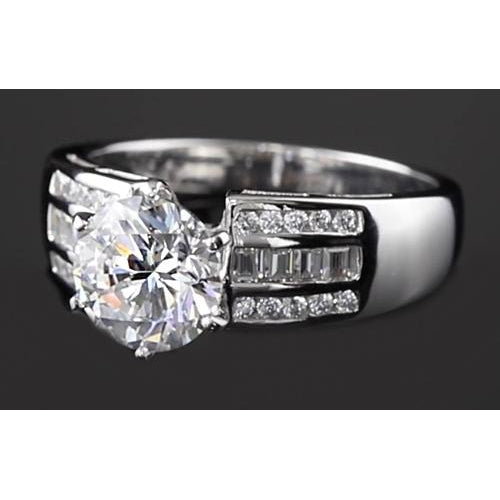 Genuine 2.75 Carats Round Diamond Thick Shank Engagement Women's Ring