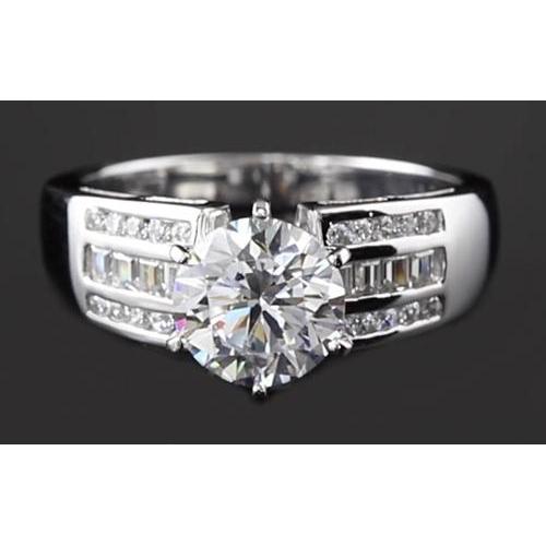Genuine 2.75 Carats Round Diamond Thick Shank Engagement Women's Ring