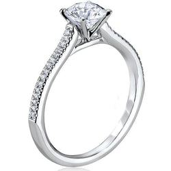 3 Carats Round Cut Natural Earth Mined Diamond Solitaire Ring With Accents White Gold 14K