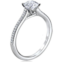 Genuine 3 Carats Round Cut Diamond Solitaire Ring With Accents White Gold 14K