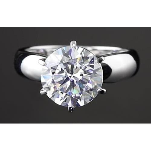 Genuine 3 Carats Solitaire Engagement Ring Prong Setting White Gold 14K