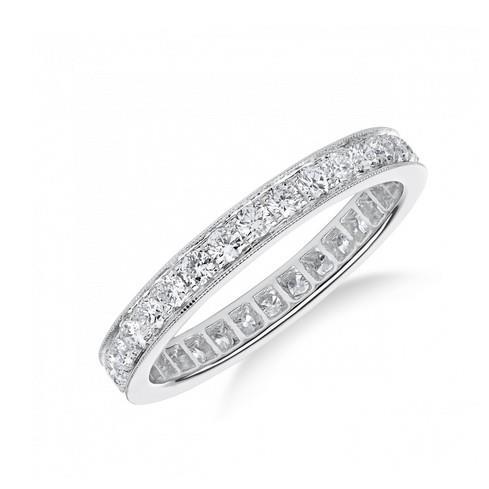 Genuine 3 Ct Round Cut Diamonds Wedding Band 14K White Gold