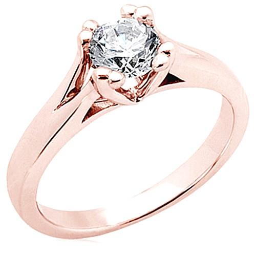 Genuine 3 Ct. Round Diamond Solitaire Ring Rose Gold New