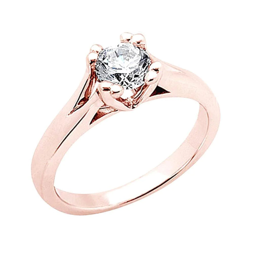 Genuine 3 Ct. Round Diamond Solitaire Ring Rose Gold New