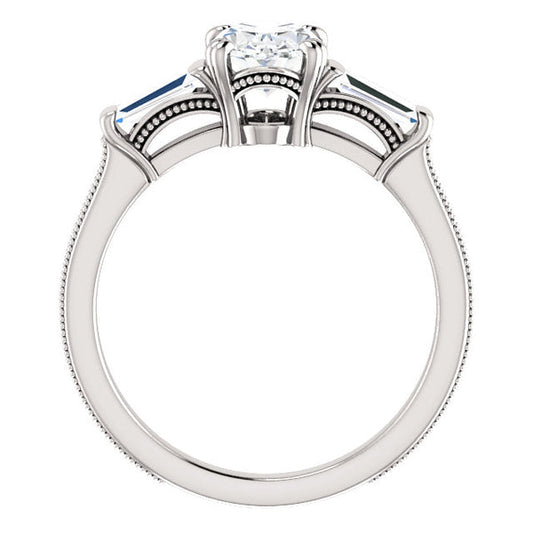 Genuine 3 Stone Diamond Ring 2 Carats Vintage Style Women Jewelry New
