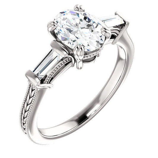 Genuine 3 Stone Diamond Ring 2 Carats Vintage Style Women Jewelry New