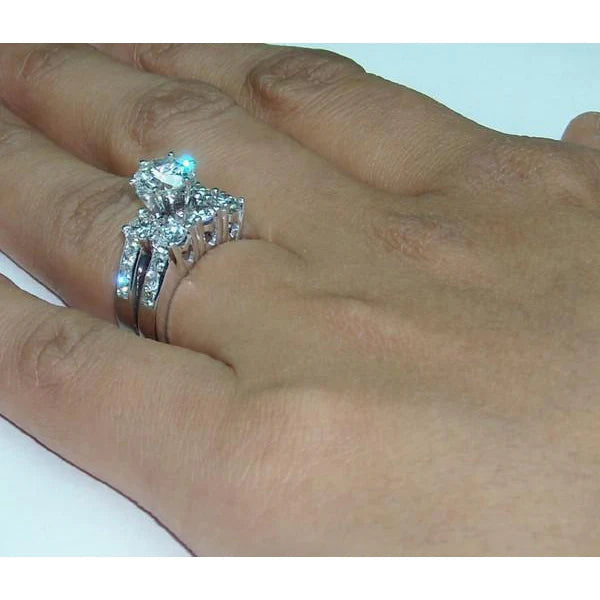 Genuine 4 Carat Diamond Engagement Ring Set White Gold