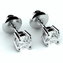 Genuine 4.00 Ct Diamonds Studs Earrings White Gold 14K