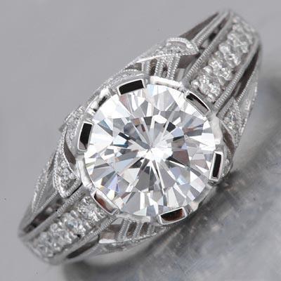 Genuine 4.25 Carats Diamond Antique Style Anniversary Ring 14K White Gold