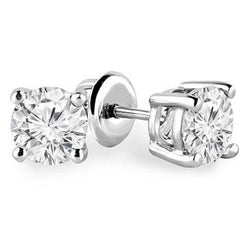 Genuine 4.40 Carats Diamonds Women Studs Earrings Gold White 14K