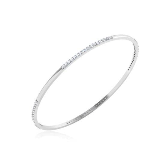 Genuine 5 Ct Round Cut Diamonds Women Bangle 14K White Gold