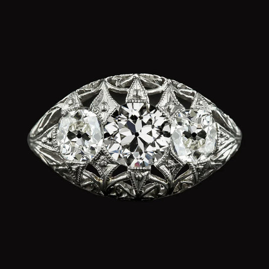 Genuine 5ct Antique Looking Bridal Ring