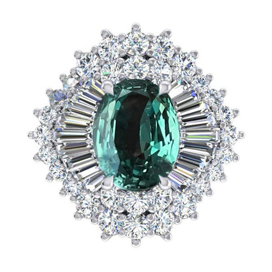 Genuine Alexandrite Diamond Ring Statement Jewelry