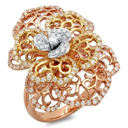 Genuine Art Nouveau Jewelry New Multi Tone Gold Women Engagement Ring