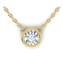 Genuine Bezel Diamond Pendant 1 Carat Dog Ear With Chain