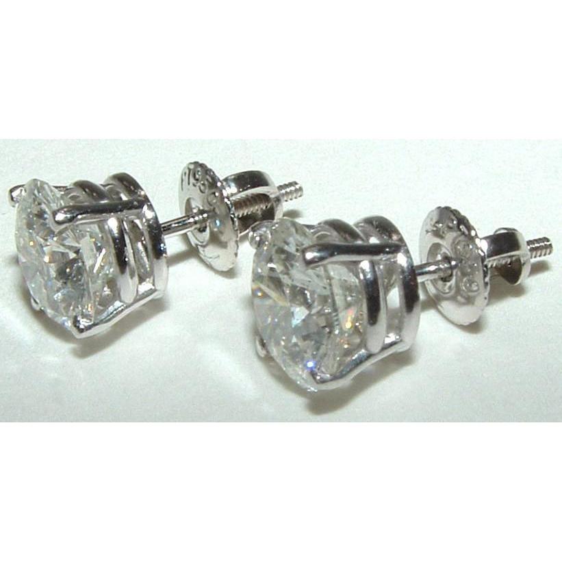 Genuine Big Diamond Stud Earring 5.02 Carats Diamond Platinum