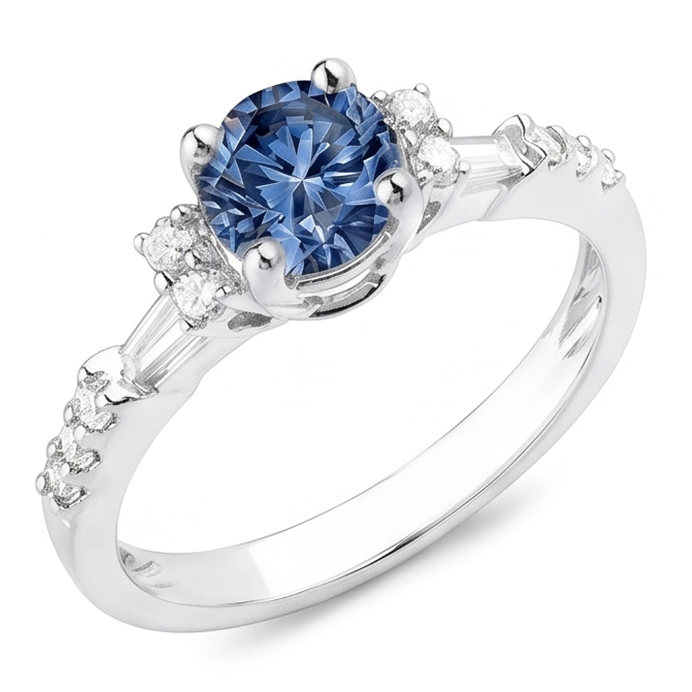 Genuine Blue Natural Earth Mined Diamond Ring