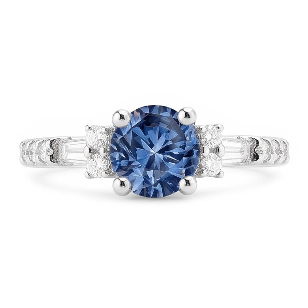 Genuine Blue Natural Earth Mined Diamond Ring