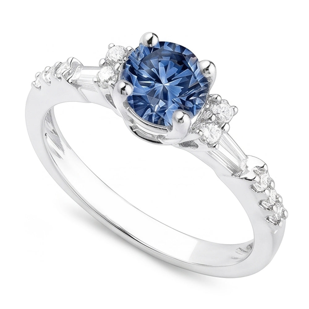 Genuine Blue Natural Earth Mined Diamond Ring