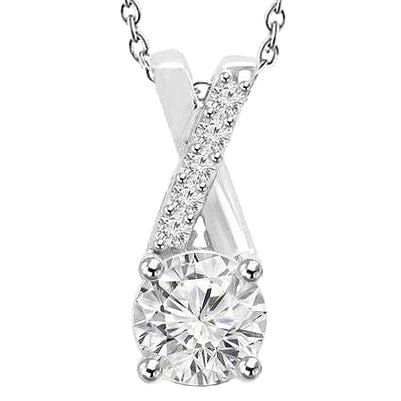 Genuine Brilliant Cut Diamonds Pendant Necklace 2.50 Carat 14K White Gold