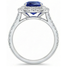 Genuine Ceylon Sapphire Halo Ring