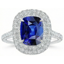 Genuine Ceylon Sapphire Halo Ring