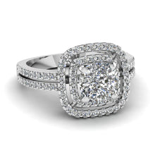 Genuine Cushion And Round Cut Double Halo Diamond Ring 2.50 Carats WG 14K