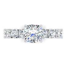 Genuine Cushion Cut Diamond Ring 3 Carats With Round Diamonds