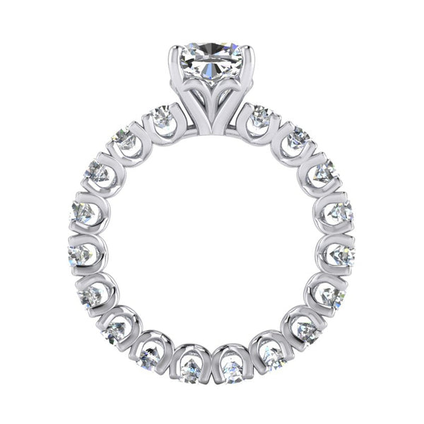 Genuine Cushion Cut Diamond Ring 3 Carats With Round Diamonds