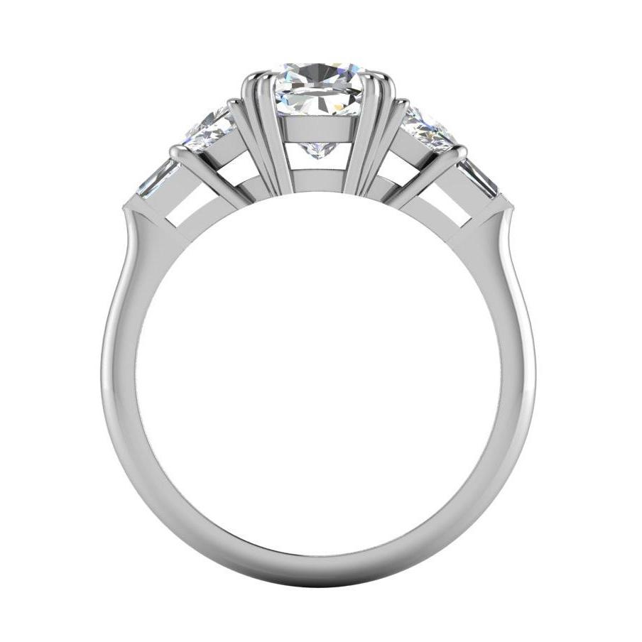 Genuine Cushion Diamond Engagement Ring 3 Carats Trillion Cut White Gold 18K 3