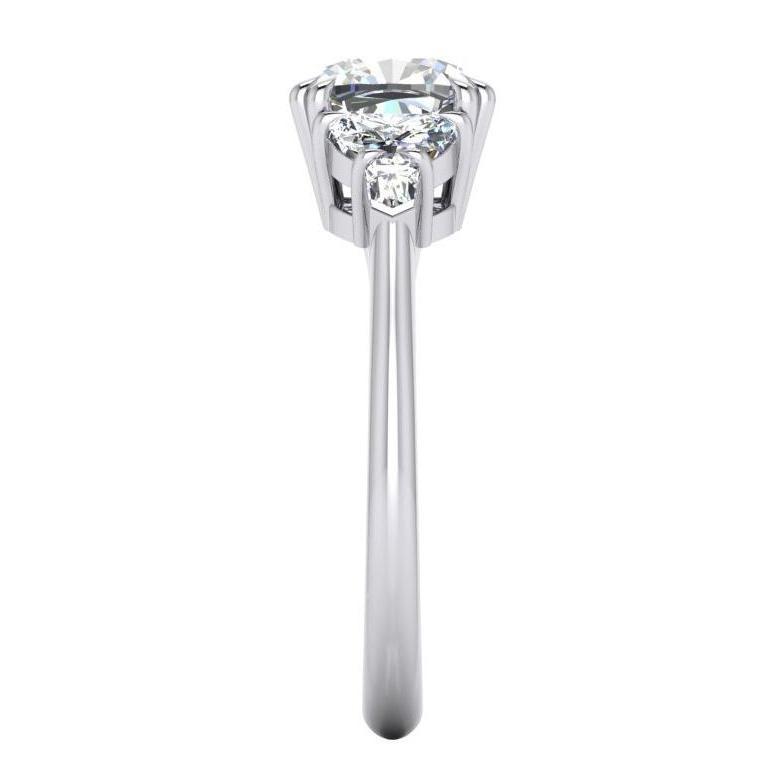 Genuine Cushion Diamond Engagement Ring 3 Carats Trillion Cut White Gold 18K