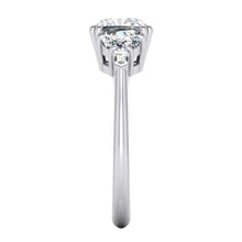 Genuine Cushion Diamond Engagement Ring 3 Carats Trillion Cut White Gold 18K