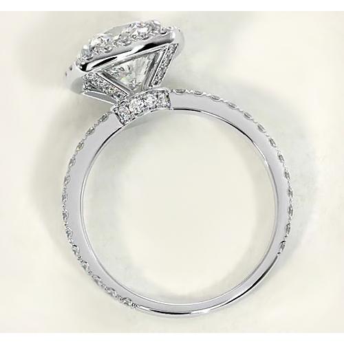 Genuine Cushion Diamond Engagement Ring Halo White Gold 14K Jewelry2
