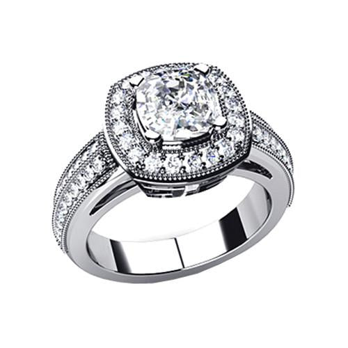 Genuine Cushion Diamond Halo Engagement Ring 6.50 Carats White Gold