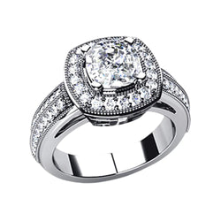 Genuine Cushion Diamond Halo Engagement Ring 6.50 Carats White Gold