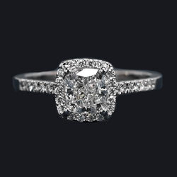 Genuine Cushion Halo Ring 1.34 Carats