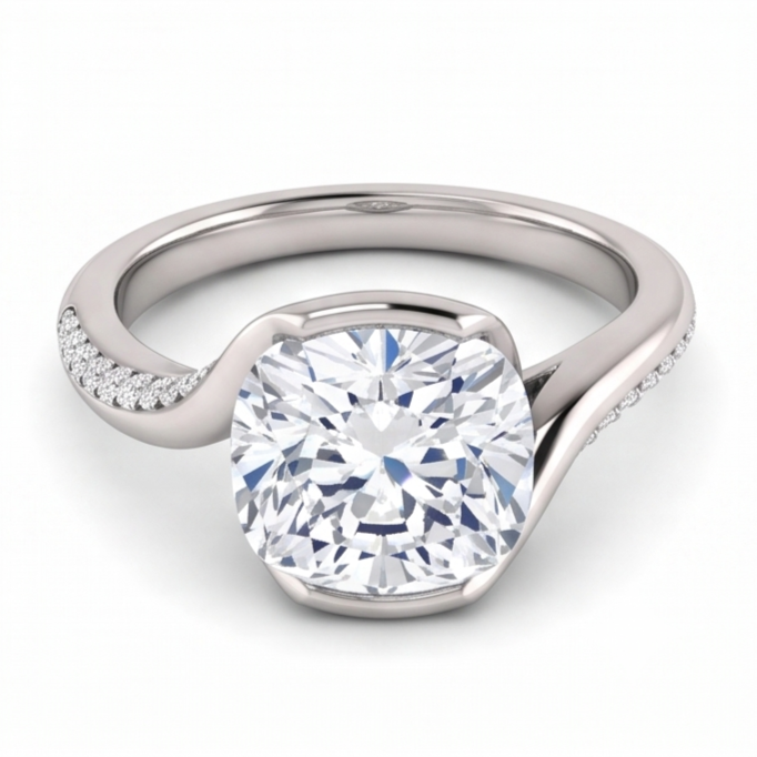Genuine Cushion Natural Earth Mined DIAMOND ( NOT LAB GROWN ) Engagement Anniversary Ring 1.91 Carat White Gold 14K