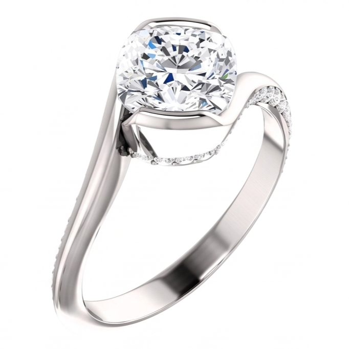 Genuine Cushion Natural Earth Mined DIAMOND ( NOT LAB GROWN ) Engagement Anniversary Ring 1.91 Carat White Gold 14K