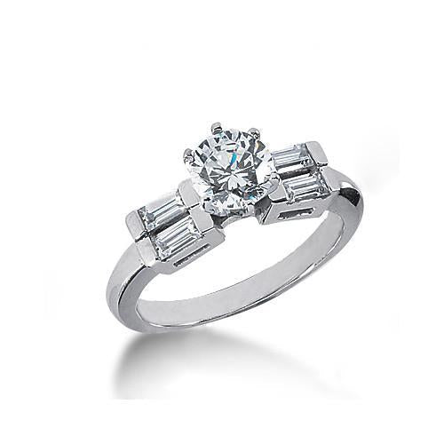 Genuine Diamond 5 Stone Solitaire Ring With Accents White Gold 14K
