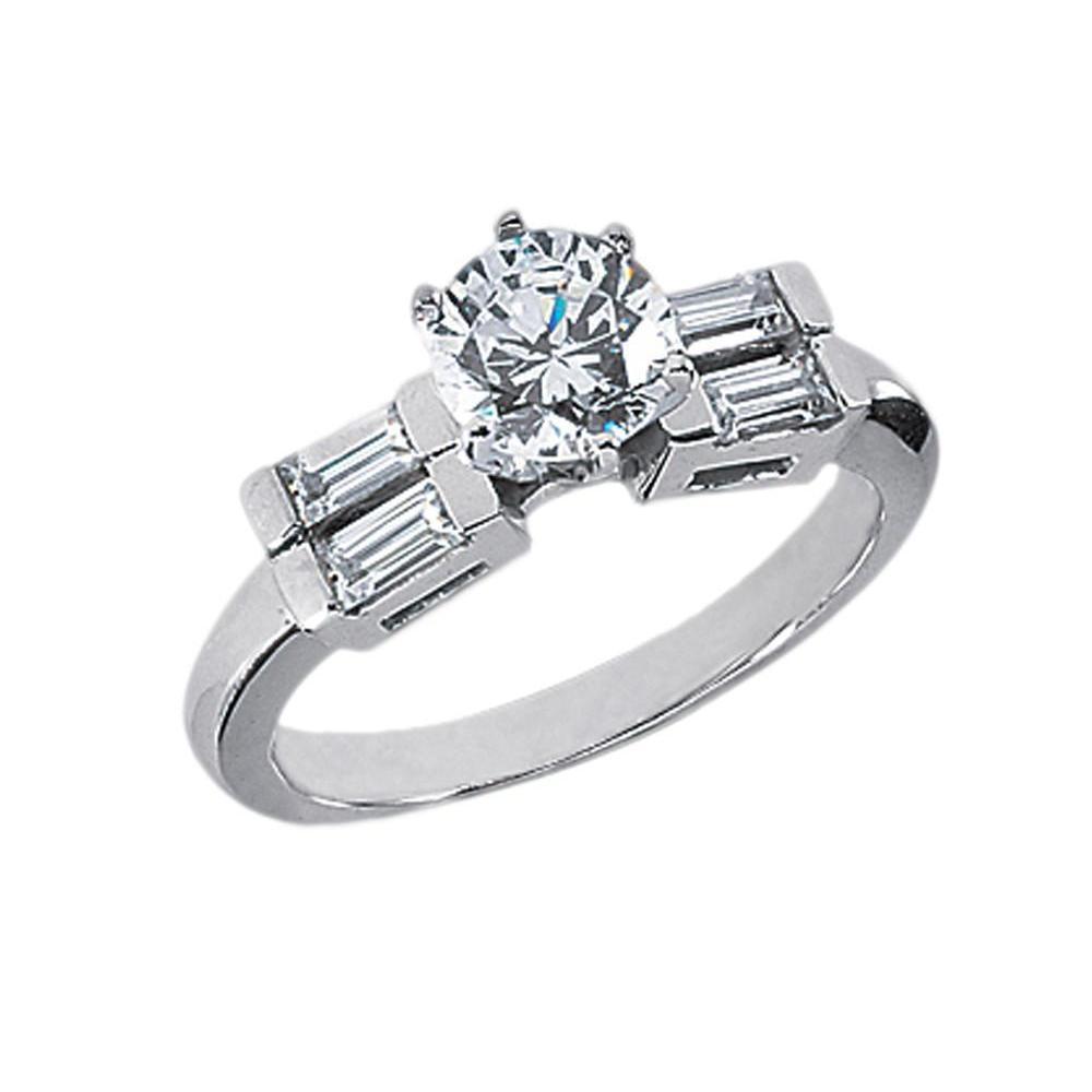 Genuine Diamond 5 Stone Solitaire Ring With Accents 2.01 Carats White Gold 14K