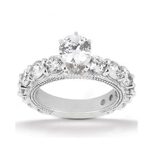 Genuine Diamond Antique Style Engagement Ring Set 6.75 Carats White 