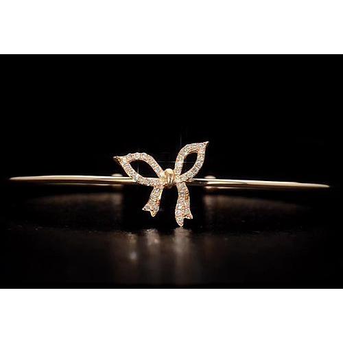 Genuine Diamond Bangle 2 Carats Yellow Gold Bow 