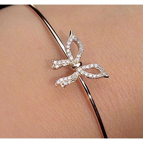 Genuine Diamond Bangle 2 Carats Yellow Gold Bow Tie Women Jewelry