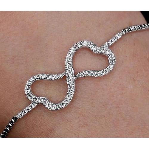 Genuine Diamond Bracelet Heart 4 Carats Women Jewelry 14K