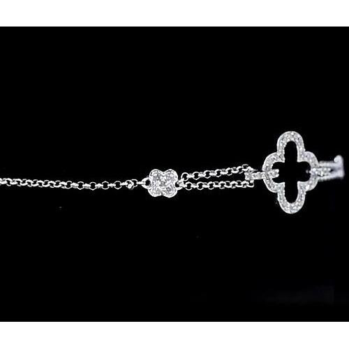 Genuine Diamond Crosses Bracelet 2.50 Carats Women White 